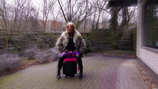 Fur-clad anal slut in boots