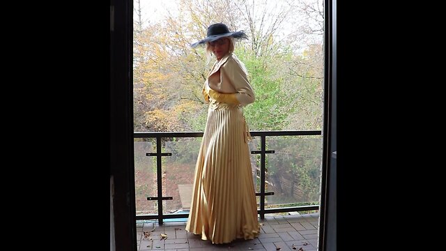 Chantal dazzles in pleated satin gown