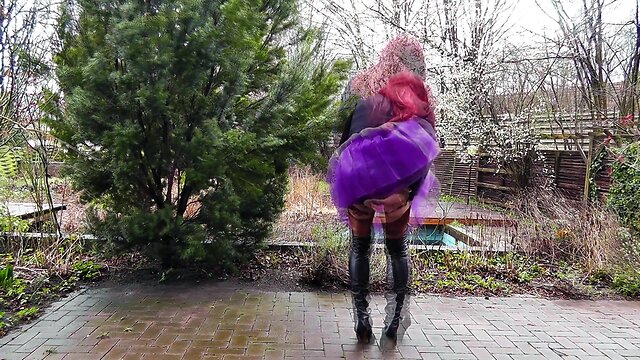 Outdoor sissy anal play and endless cumming