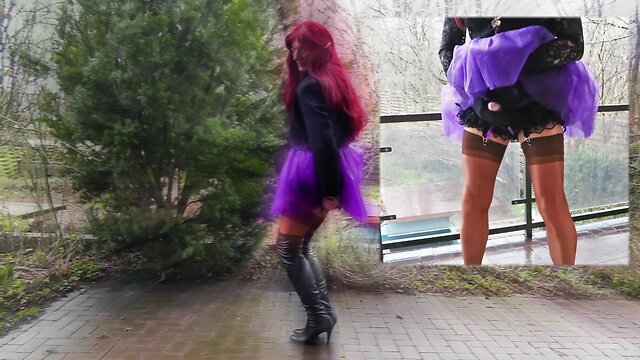 Outdoor sissy anal play and endless cumming