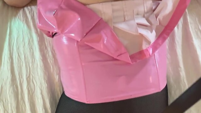 Chastity, bondage and leash fucked pov