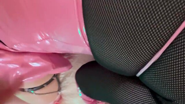 Chastity, bondage and leash fucked pov