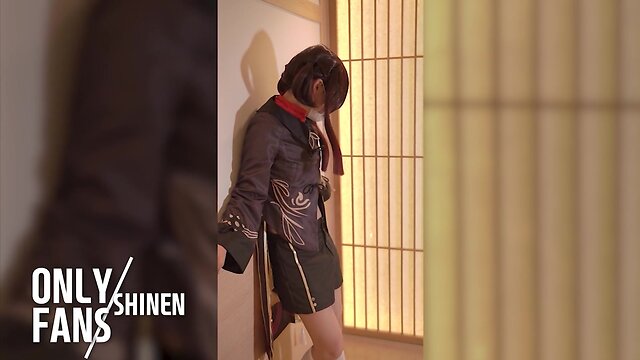 Masturbating with genshin hu-tao dildo sex toy vol. 9