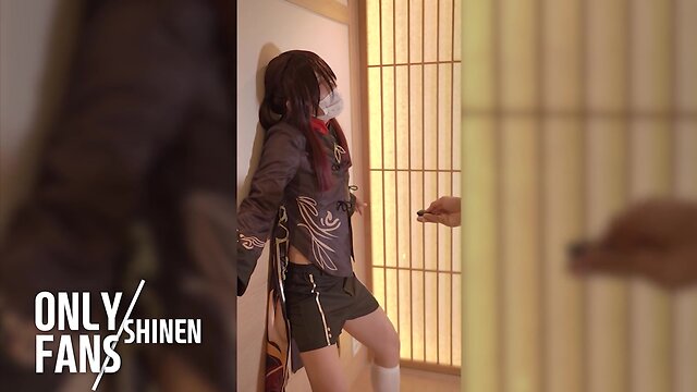 Masturbating with genshin hu-tao dildo sex toy vol. 9