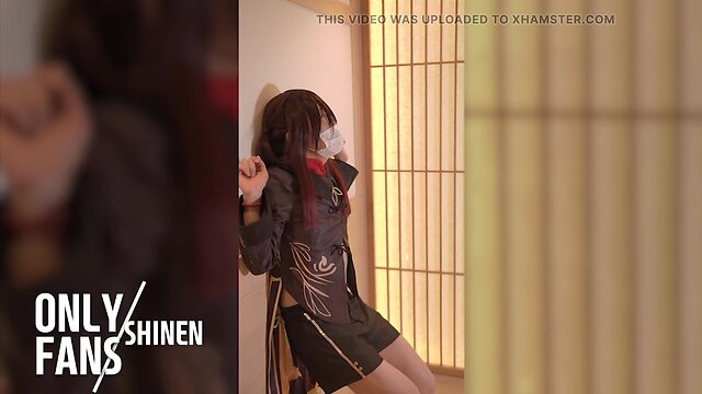 Masturbating with genshin hu-tao dildo sex toy vol. 9