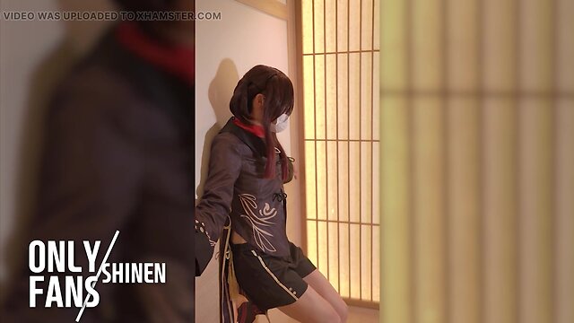 Masturbating with genshin hu-tao dildo sex toy vol. 9