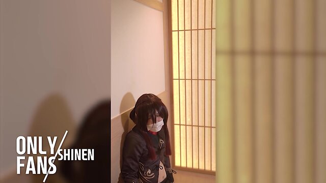 Masturbating with genshin hu-tao dildo sex toy vol. 9