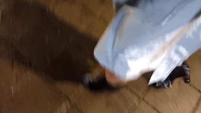 Massive fake sperm walk in pantyhose and silicon tits