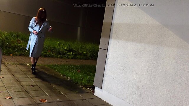 Massive fake sperm walk in pantyhose and silicon tits