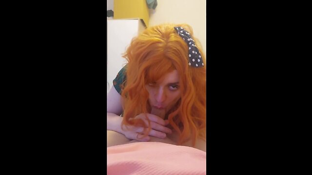 Redheaded femboy oral pleasure