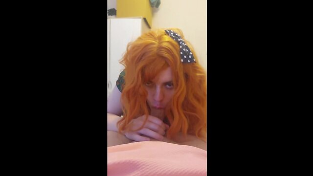 Redheaded femboy oral pleasure