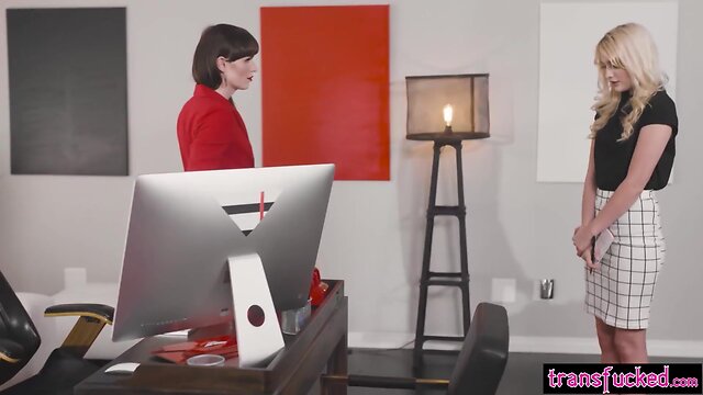 Natalie mars and kenna james: big cock shemale boss and hot blonde assistant