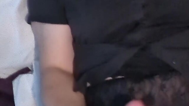 Self-facial with short skirt and stockings