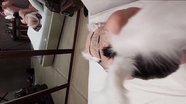 Ts cosplayer transforms into a bunny and fucks like a rabbit