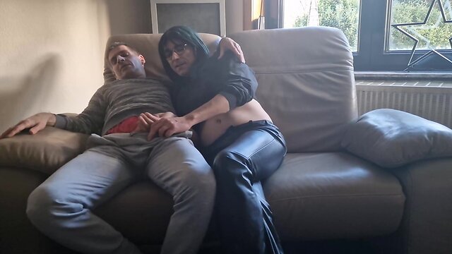 Assisting him and swallowing his cum after playing with it