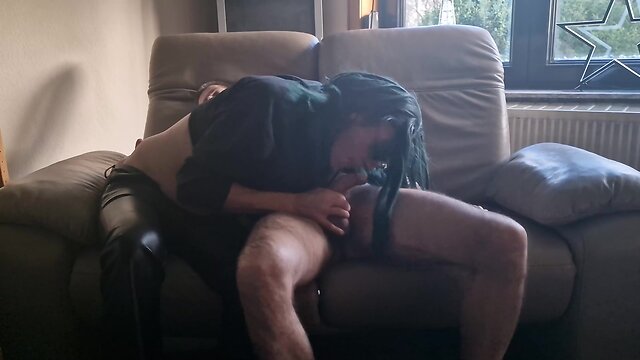 Assisting him and swallowing his cum after playing with it