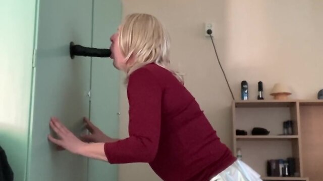 Playing with my big black dildo