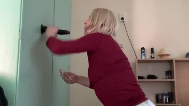 Playing with my big black dildo