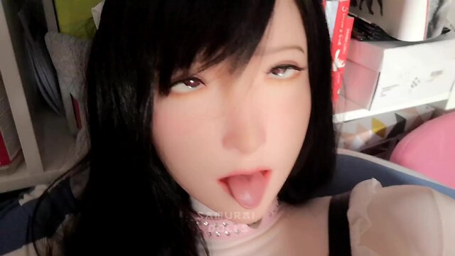 Tifa futanari maid fucked and handjob, blowjob, cum facial