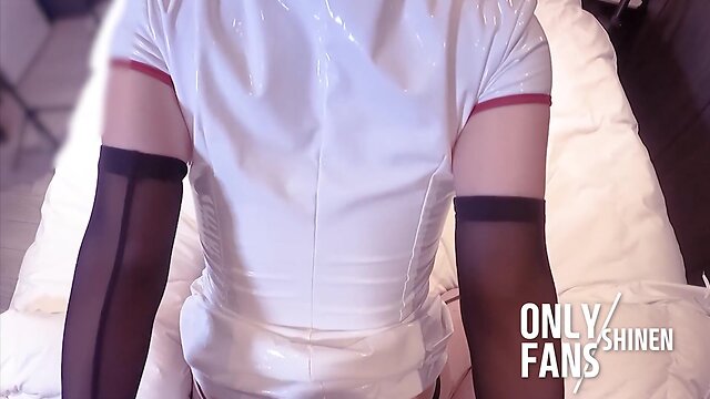 Amateur Asian Crossdresser Femboy: Beautiful Ladyboy Sissy Transforms for Chainsaw Man Cosplay & Makima Nurse Chest Mass