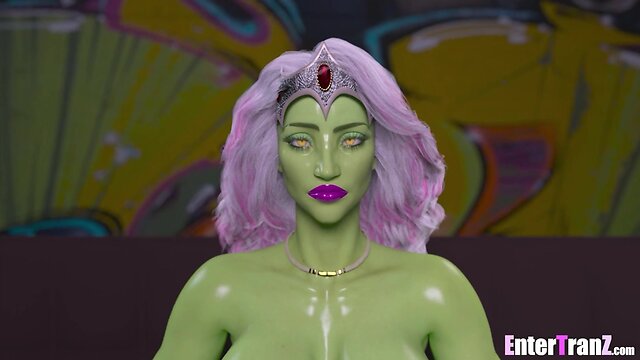 Trans alien queen gets bbc anal pounding