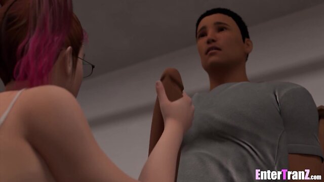 Trans person enjoys long bbc for fun