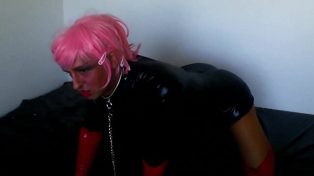 Latex anal fucking with analina