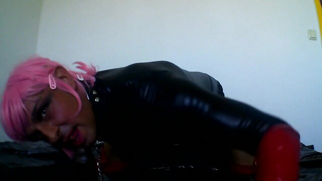 Latex anal fucking with analina