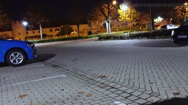 Outdoor nylon mask and monster dildo play with cum encasement