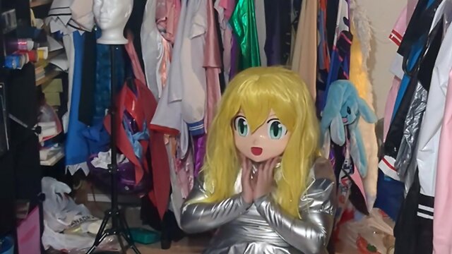 Shiny silver pvc dress kigurumi layered breathplay cosplay