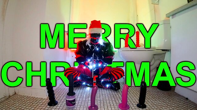 Self-bondage fun on christmas morning