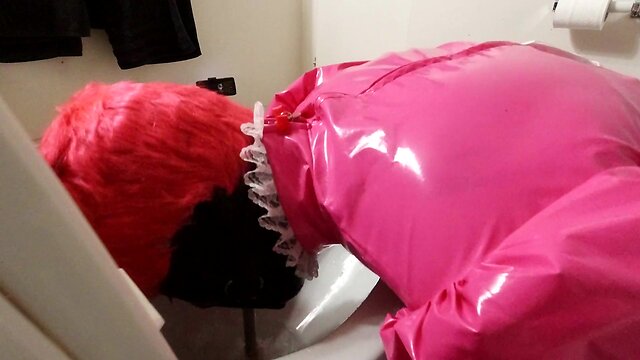 Toilet brush gag for sissy maids
