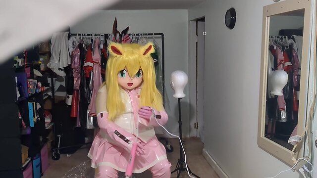 Kigurumi pvc cosplay miku breathplay and vibrator play