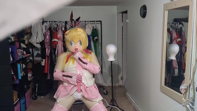 Kigurumi pvc cosplay miku breathplay and vibrator play