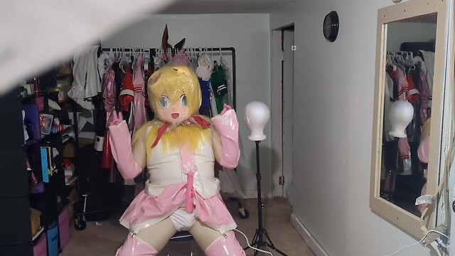 Kigurumi pvc cosplay miku breathplay and vibrator play