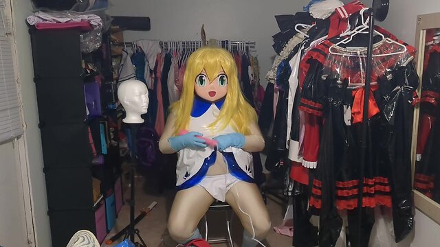 Kigurumi pvc lillie cosplay gagged, breathplay, and vibrator play