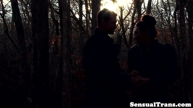 Tattooed busty trans performer pounded after blowjob