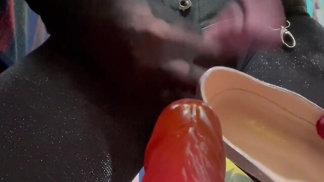 Sitting with the angels and a shiny pantyhose cock