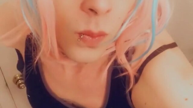 Cosplayer in mini dress wearing flirty outfit