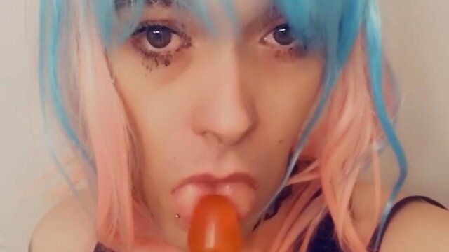 Cosplayer in mini dress wearing flirty outfit