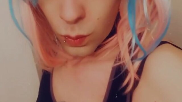 Cosplayer in mini dress wearing flirty outfit