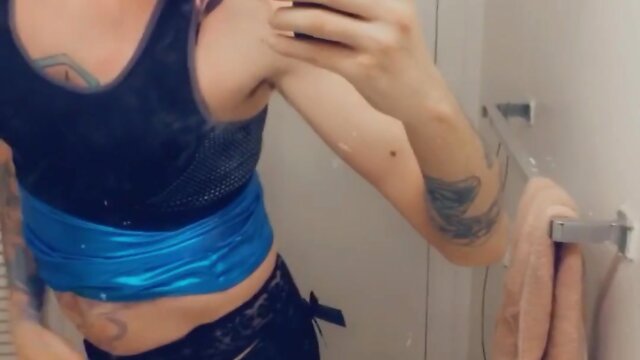 Cosplayer in mini dress wearing flirty outfit