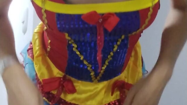 Amy crossdressing in red lingerie