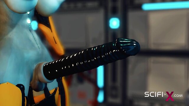 Cuffed and fucked: sci-fi bdsm with a sexy young hottie and shemale android in the lab