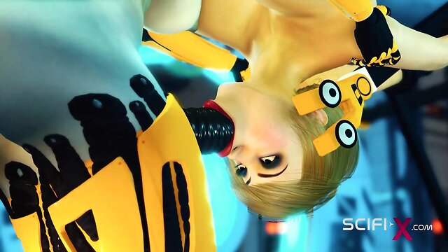 Cuffed and fucked: sci-fi bdsm with a sexy young hottie and shemale android in the lab