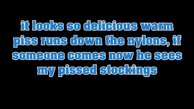 Pouring warm urine on my two-toned stockings