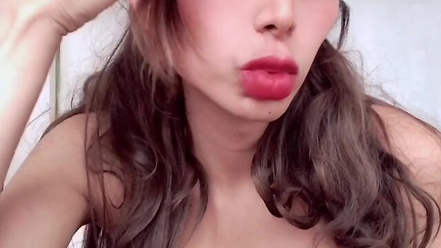 Amateur trans performer begins filming in porn thong