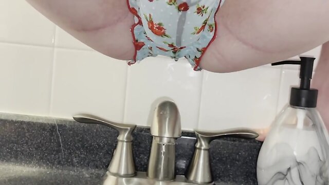 Femboy peeing panties compilation