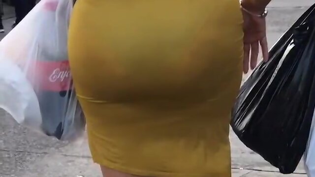 Yellow dress showing panty mmm