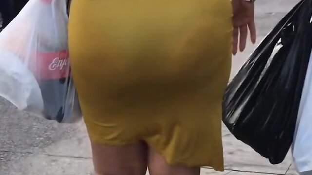 Yellow dress showing panty mmm